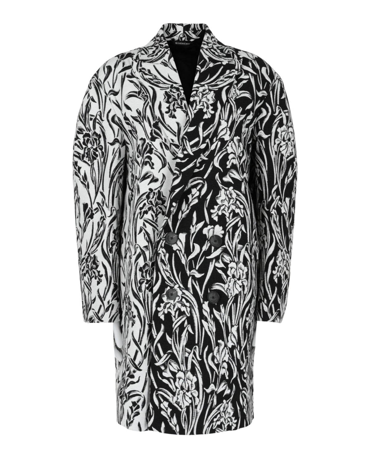 Givenchy Double-Breasted Floral Jacquard Coat