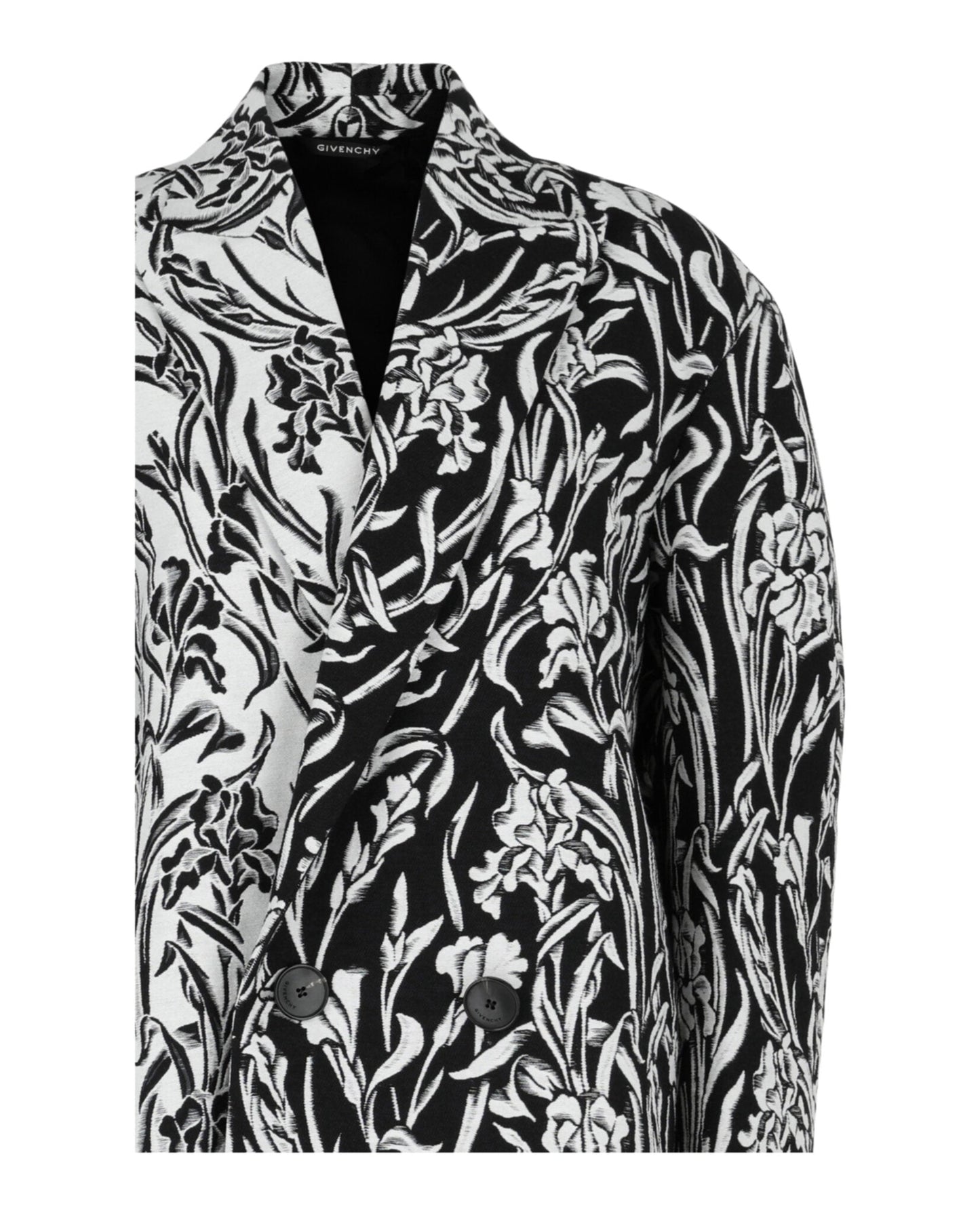 Givenchy Double-Breasted Floral Jacquard Coat