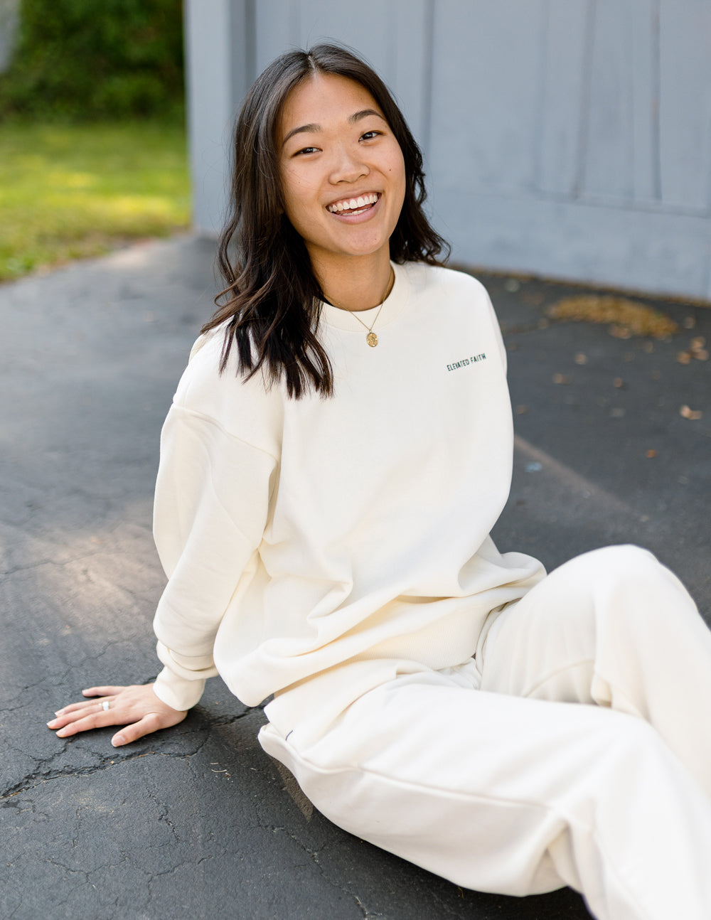 Elevated Faith Basics White Sand Unisex Crewneck