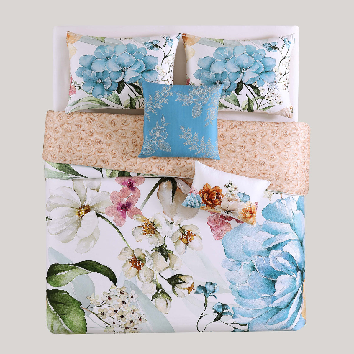 Bebejan Maia Blue 5 Piece Reversible Comforter Set