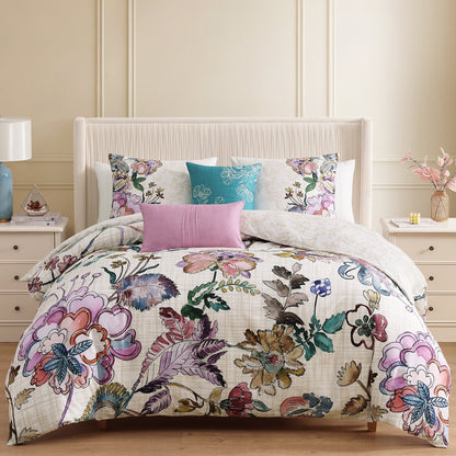 Bebejan Watercolor Jacobean 5 Piece Reversible Comforter Set