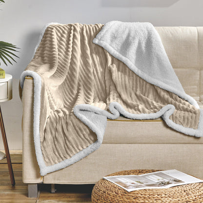 Elegant Comfort Corduroy Design Luxury Sherpa Blanket