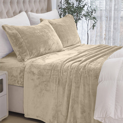 Elegant Comfort 4-Piece Velvet Plush Flannel Sheet Set
