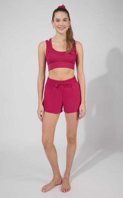 90 Degree by Reflex Seamless Double Layer Bra & Running Short w Scrunchie