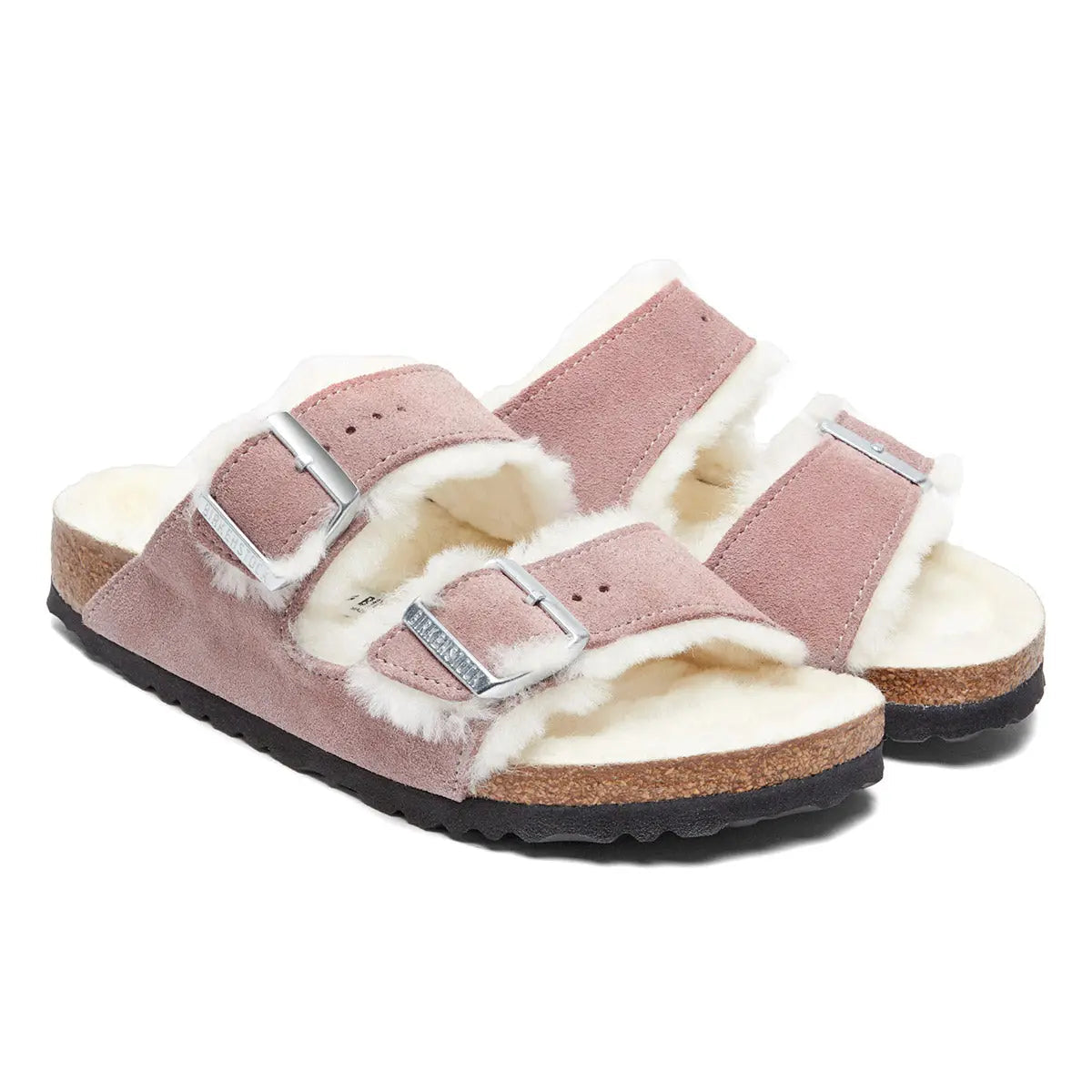 Birkenstock Arizona Shearling Suede Leather Sandals