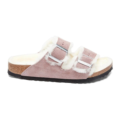 Birkenstock Arizona Shearling Suede Leather Lavender Blush Sandals