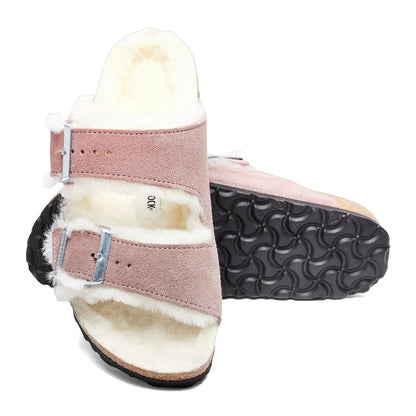 Birkenstock Arizona Shearling Suede Leather Lavender Blush Sandals