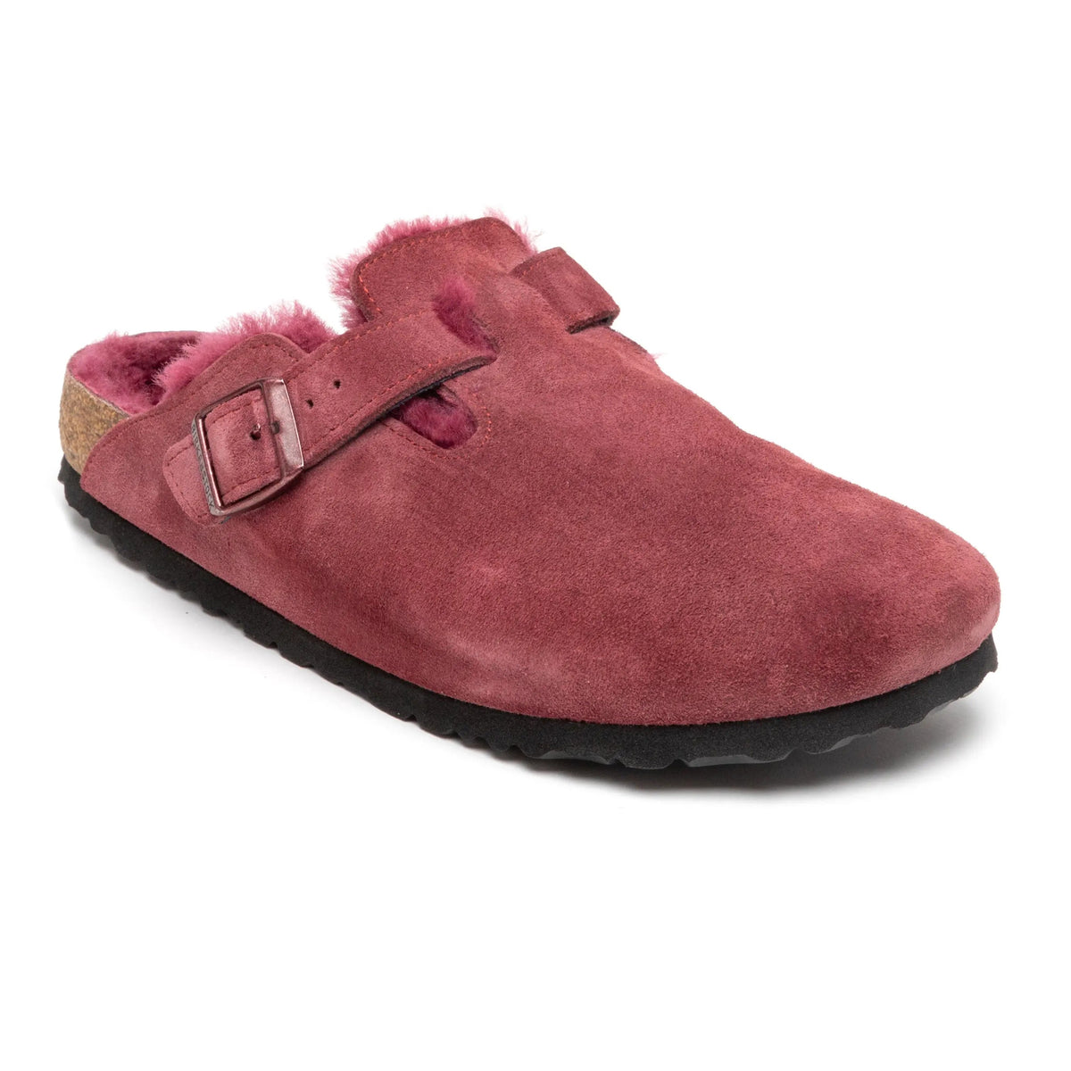 Birkenstock Boston Shearling Suede Leather Clogs