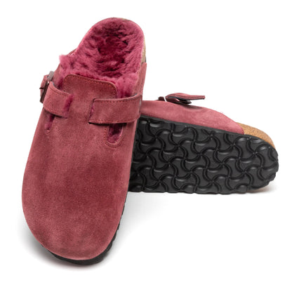 Birkenstock Boston Shearling Suede Leather Clogs