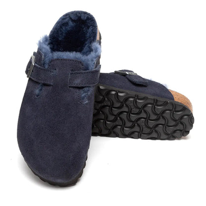 Birkenstock Boston Shearling Suede Leather Clogs