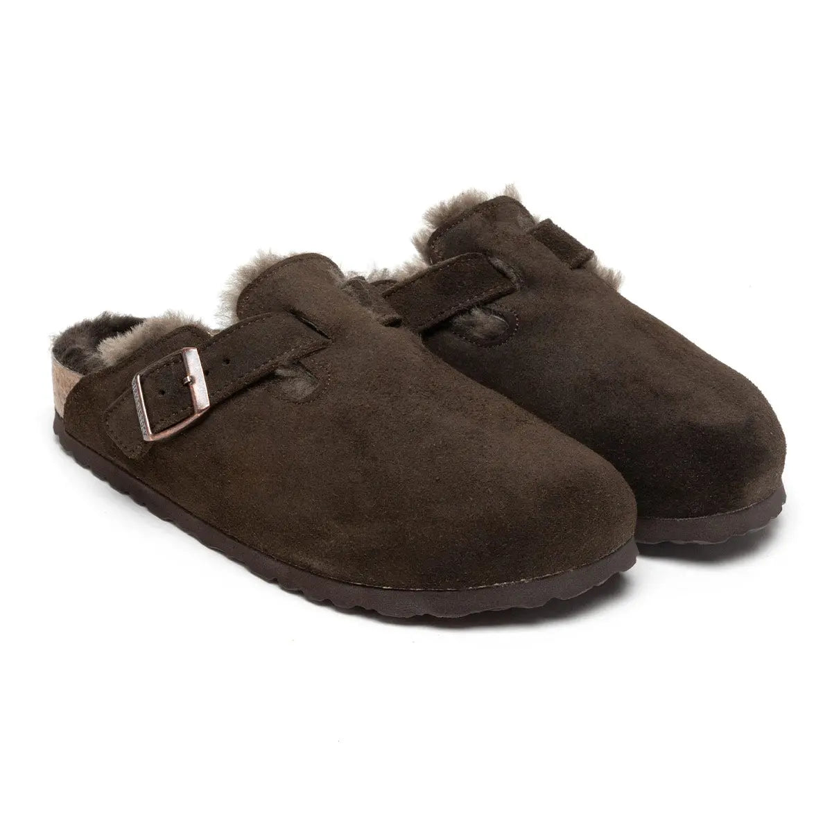 Birkenstock Boston Shearling Suede Leather Clogs