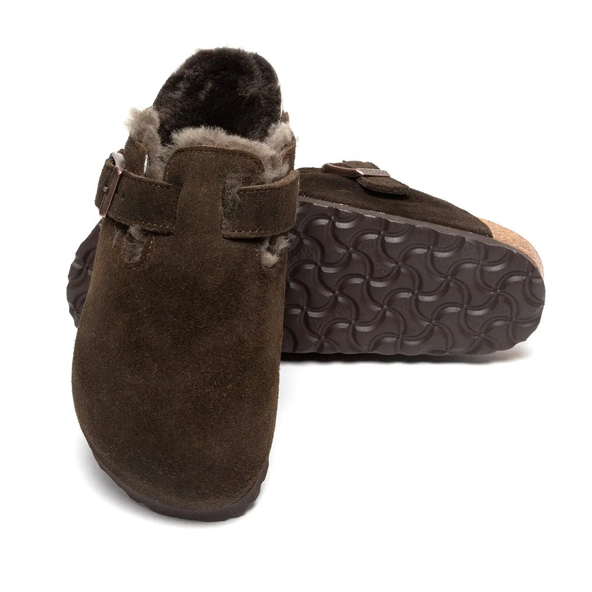 Birkenstock Boston Shearling Suede Leather Clogs
