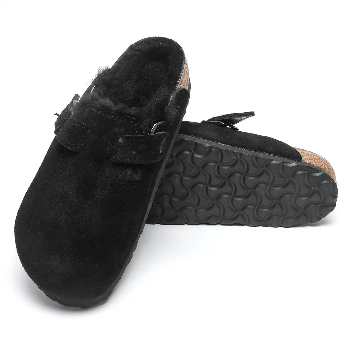 Birkenstock Boston Shearling Suede Leather Clogs