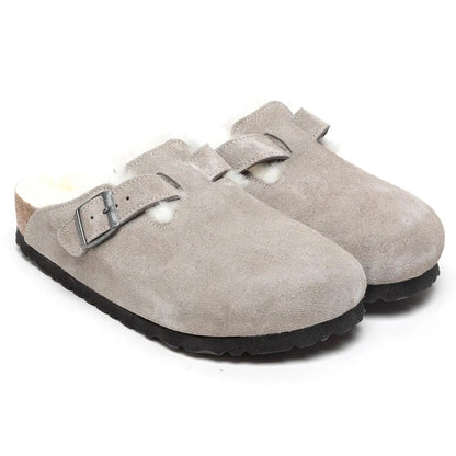 Birkenstock Boston Shearling Suede Leather Clogs