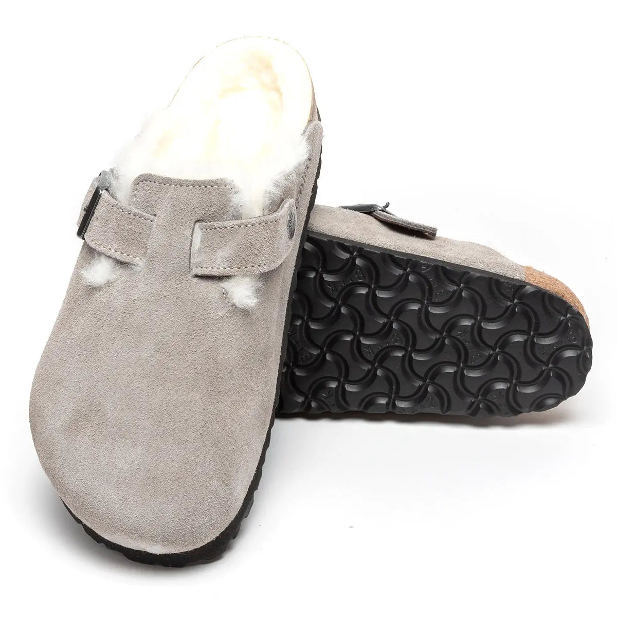 Birkenstock Boston Shearling Suede Leather Clogs