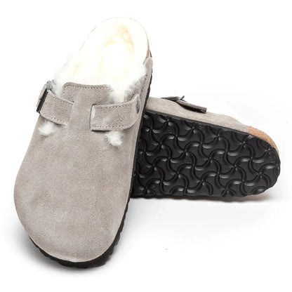 Birkenstock Boston Shearling Suede Leather Clogs