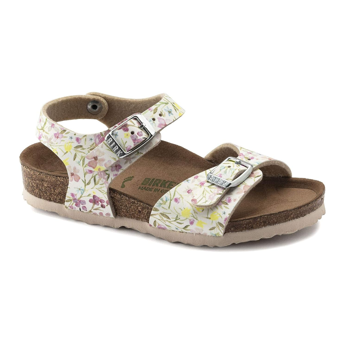 Birkenstock Rio Kids Vegan Birko-Flor Watercolor Flower White