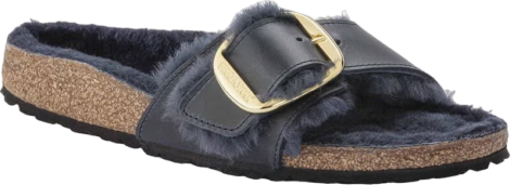 Birkenstock Unisex Madrid Big Buckle Shearling Natural Leather Midnight