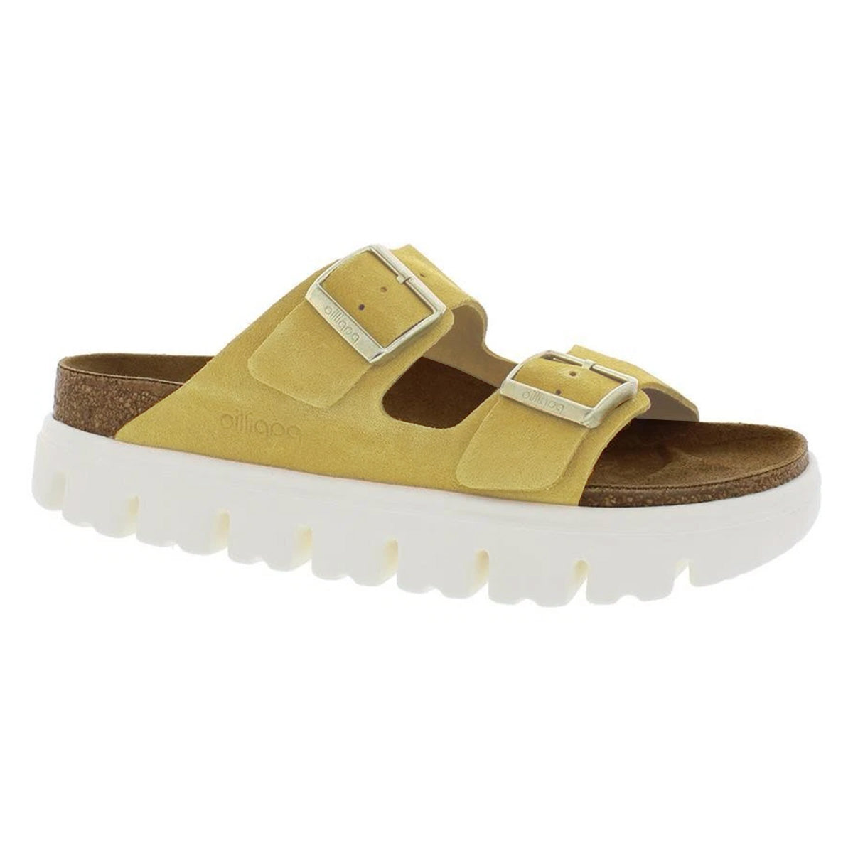 Birkenstock Women's Arizona Platform Suede Leather Ochre Sandals
