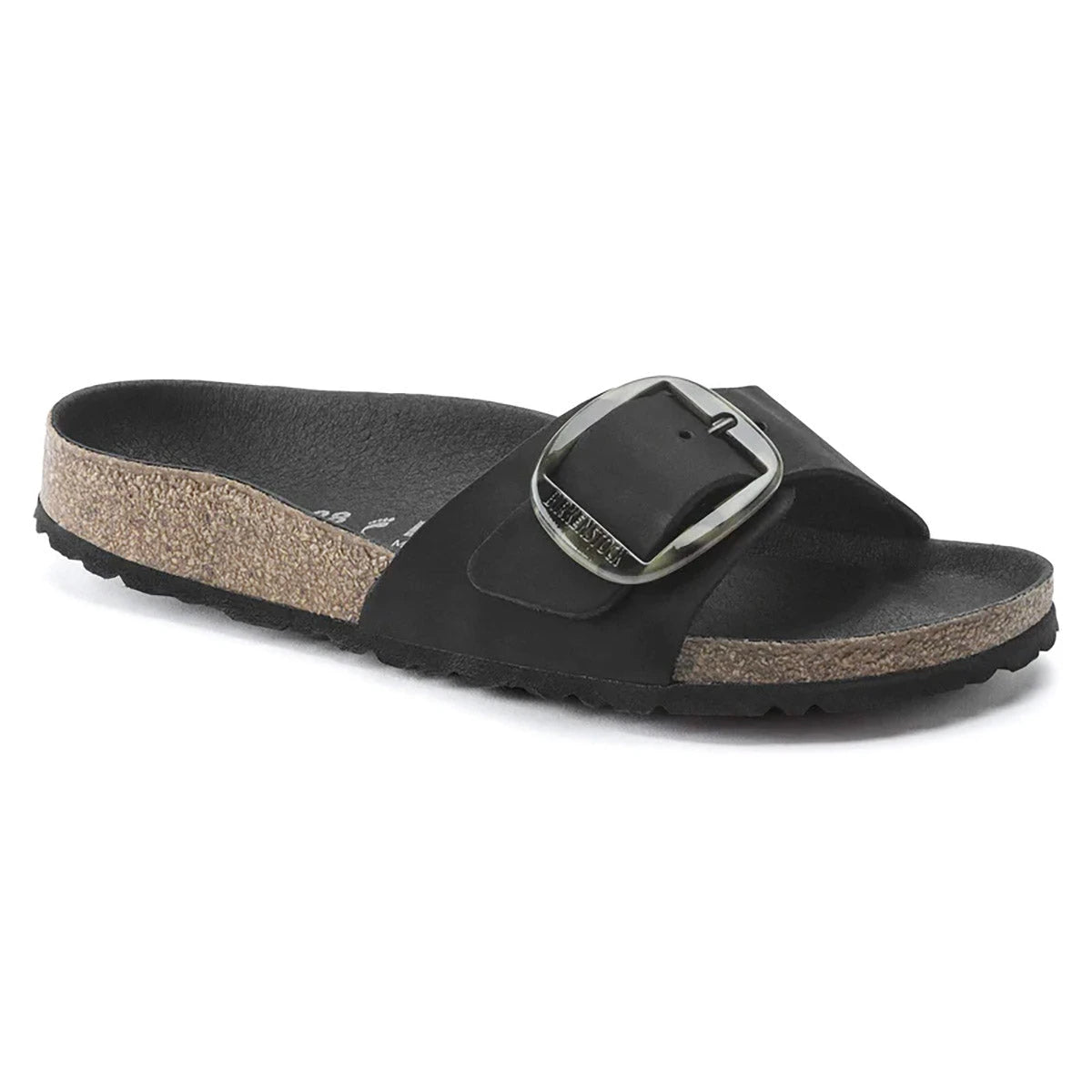 Birkenstock Madrid Big Buckle Nubuck Leather Black Sandals