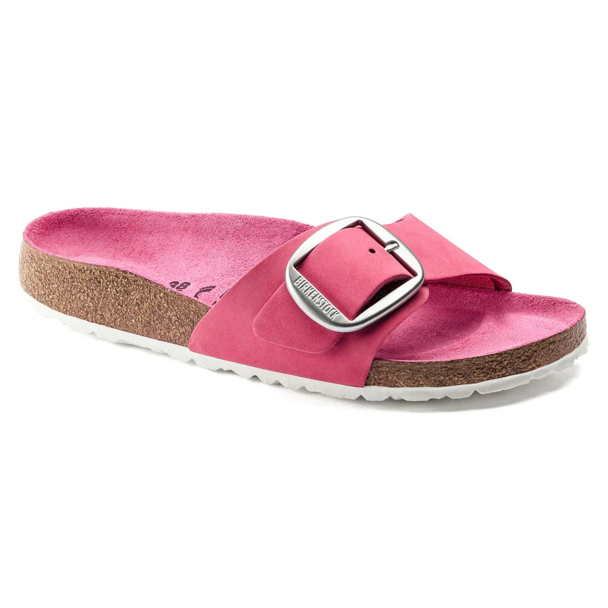 Birkenstock Madrid Big Buckle Nubuck Leather Fuchsia Tulip Sandals
