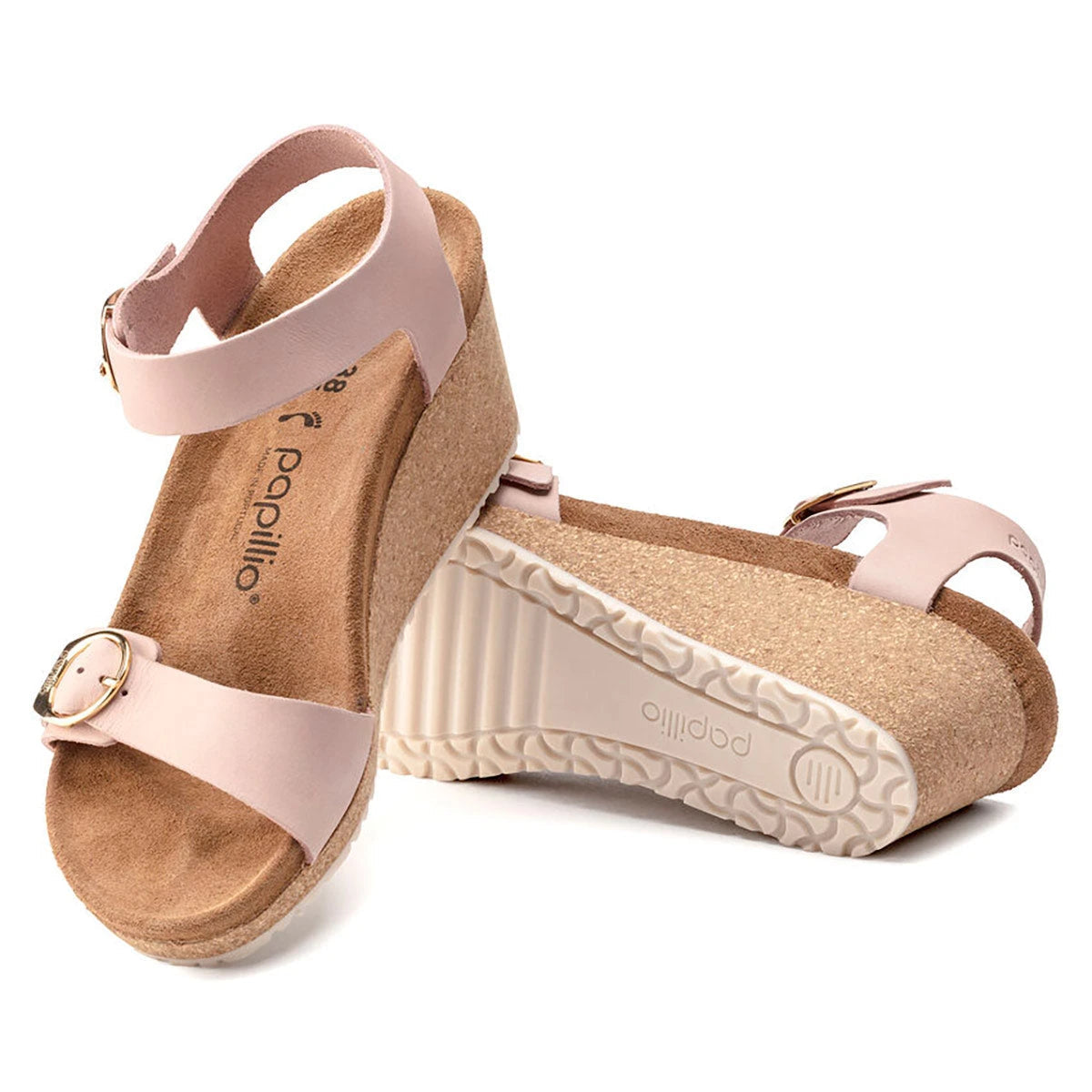 Birkenstock Women's Soley Papillio Nubuck Leather Wedge Soft Pink Sandals