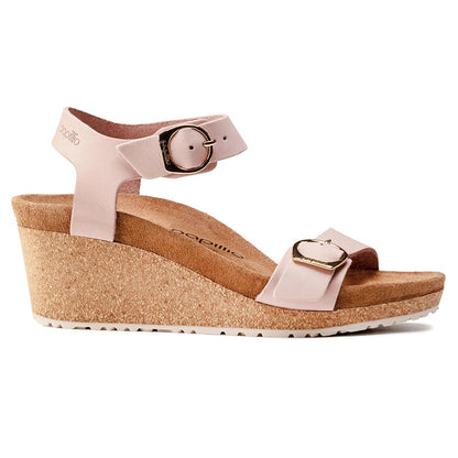 Birkenstock Women's Soley Papillio Nubuck Leather Wedge Soft Pink Sandals