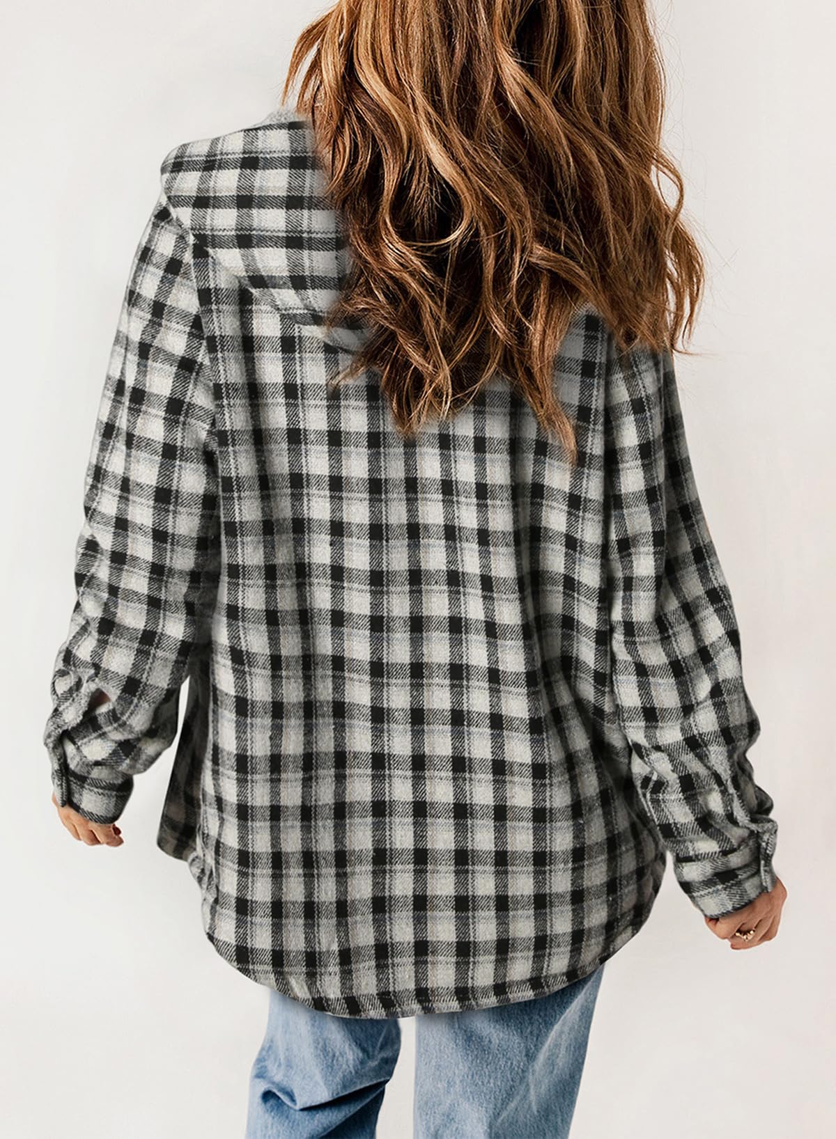 ⭐Women's Thickened Flannel Long Sleeve Plaid Jacket Coat with Hood(Buy 2 Free Shipping)