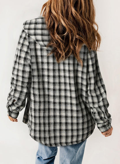 ⭐Women's Thickened Flannel Long Sleeve Plaid Jacket Coat with Hood(Buy 2 Free Shipping)