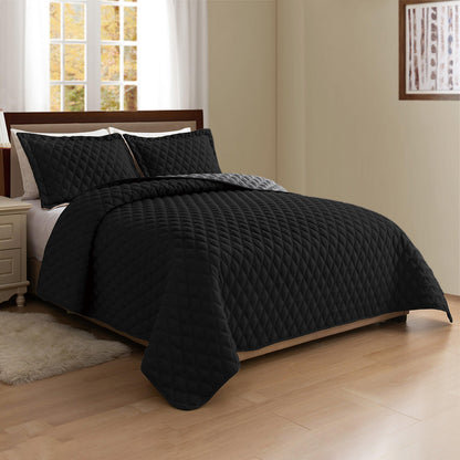 Elegant Comfort 3-Piece Diamond Quilted Reversible Bedspread Coverlet Set