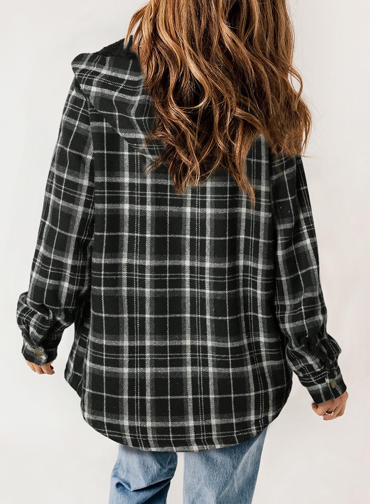 ⭐Women's Thickened Flannel Long Sleeve Plaid Jacket Coat with Hood(Buy 2 Free Shipping)