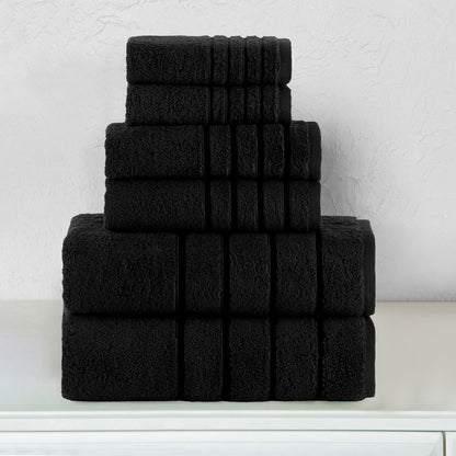 Elegant Comfort 6-Piece Turkish Cotton 4 Lines Stripe Towel Set, 2 Washcloths, 2 Hand Towels and 2 Bath Towels