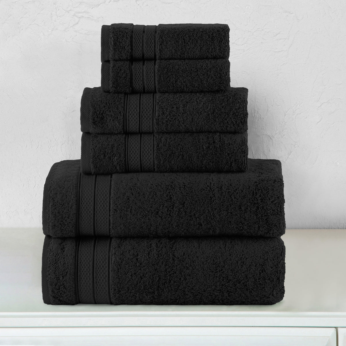 Elegant Comfort 6-Piece Turkish Cotton Three Line Popcorn Towel Set, 2 Washcloths, 2 Hand Towels and 2 Bath Towels