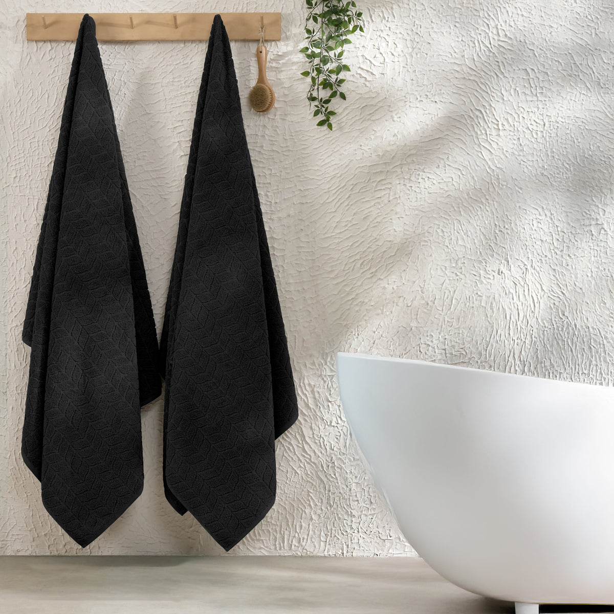 Elegant Comfort 2-Pack Premium Turkish Cotton Braided Bath Towel Set, 27 x 54 inch