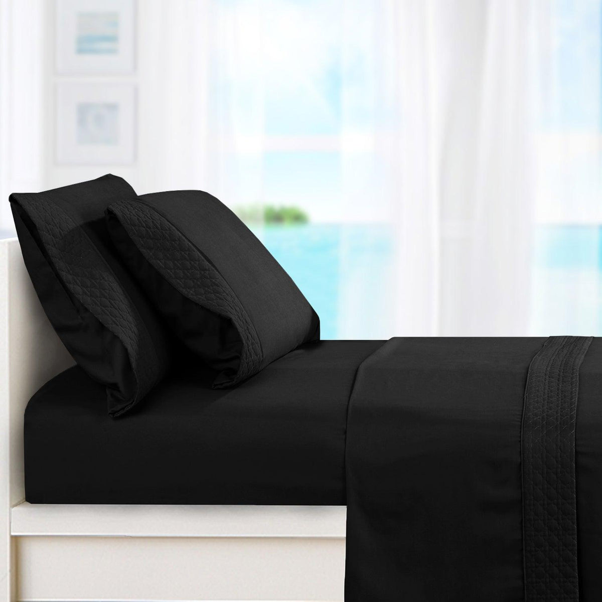 Elegant Comfort Quilted 4-Piece Sheet Set, Premium Hotel Quality