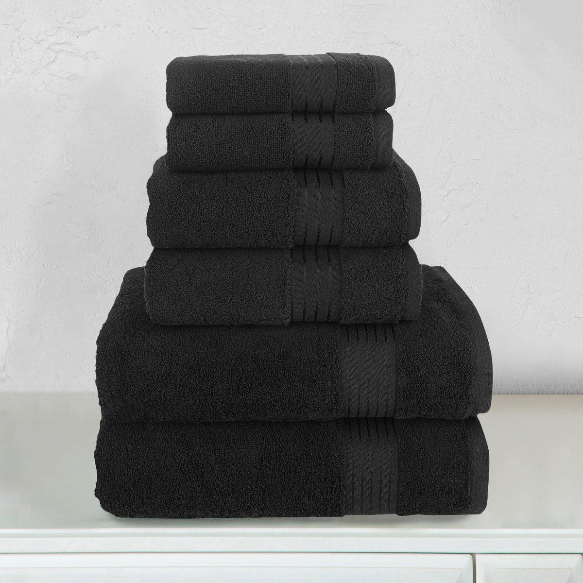 Elegant Comfort 6-Piece Turkish Cotton Towel Set, 2 Washcloths, 2 Hand Towels and 2 Bath Towels