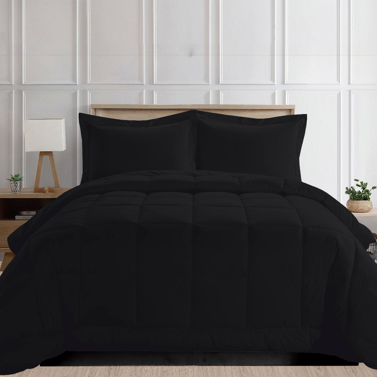 Elegant Comfort 3-Piece Box Stitched Comforter & Shams - Duvet Insert with 4 Corner Tabs