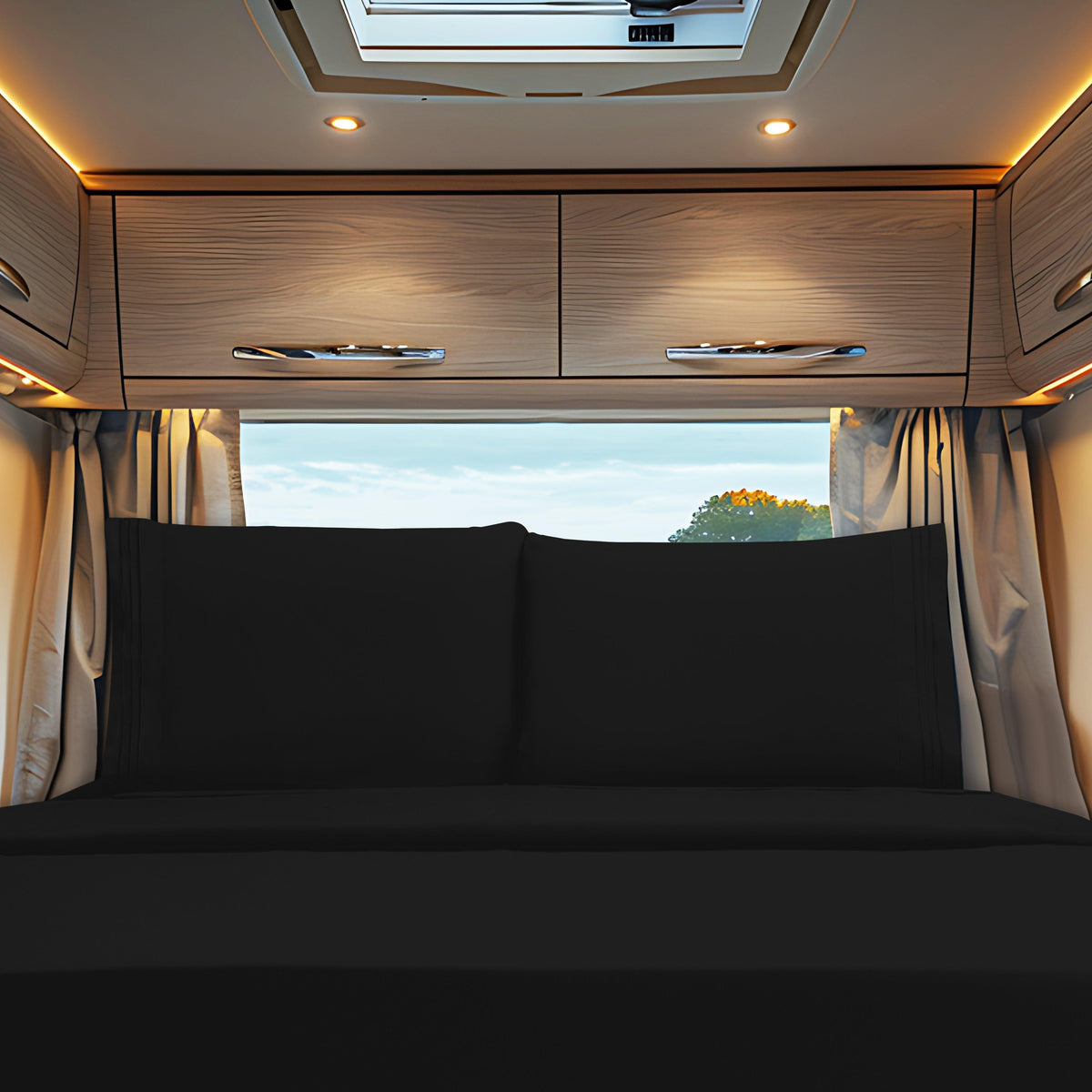 Elegant Comfort RV/Trailer 4-Piece 3 Line Embroidery Bed Sheet Set - Soft as a Hotel Premium Quality