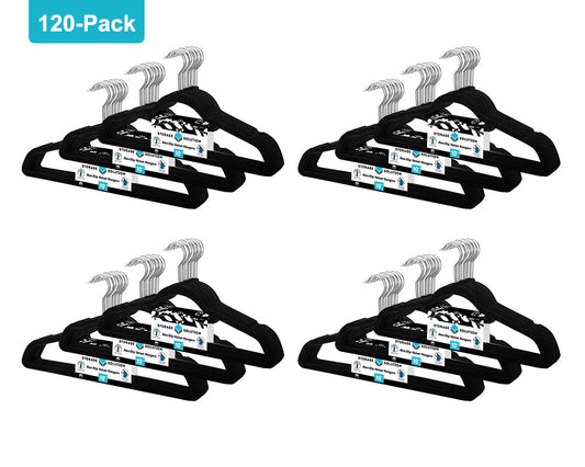 120 Pack of Premium Velvet Non-Slip Hangers with 360 Degree Rotatable Hook