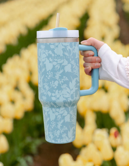 Elevated Faith Blue Botanic 40 oz Tumbler