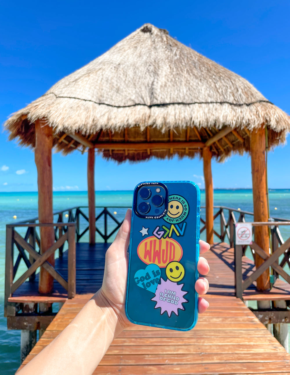 Elevated Faith Blue Sticker Collage Phone Case