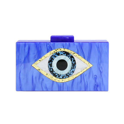 Glittered Evil Eye Celluloid Acetate Clutch Crossbody Bag