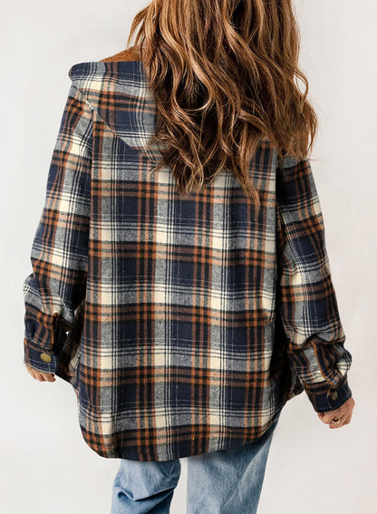 ⭐Women's Thickened Flannel Long Sleeve Plaid Jacket Coat with Hood(Buy 2 Free Shipping)