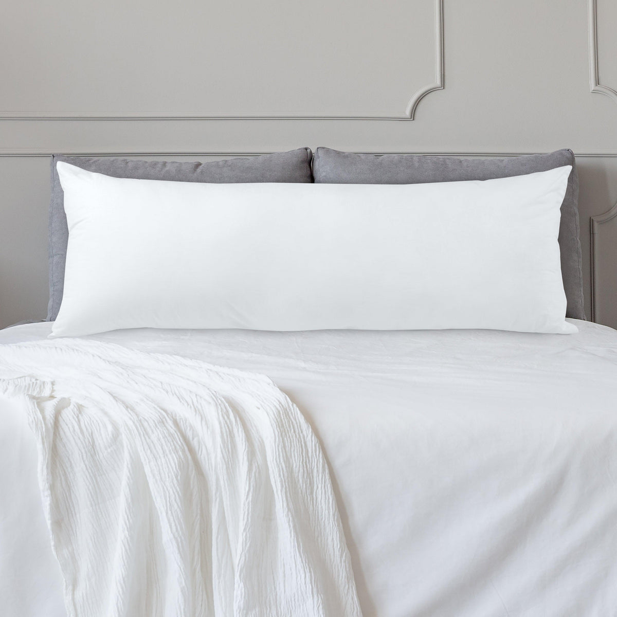 Elegant Comfort Long Full Body Pillow Insert Poly-Cotton Shell Siliconized Fiber Filling