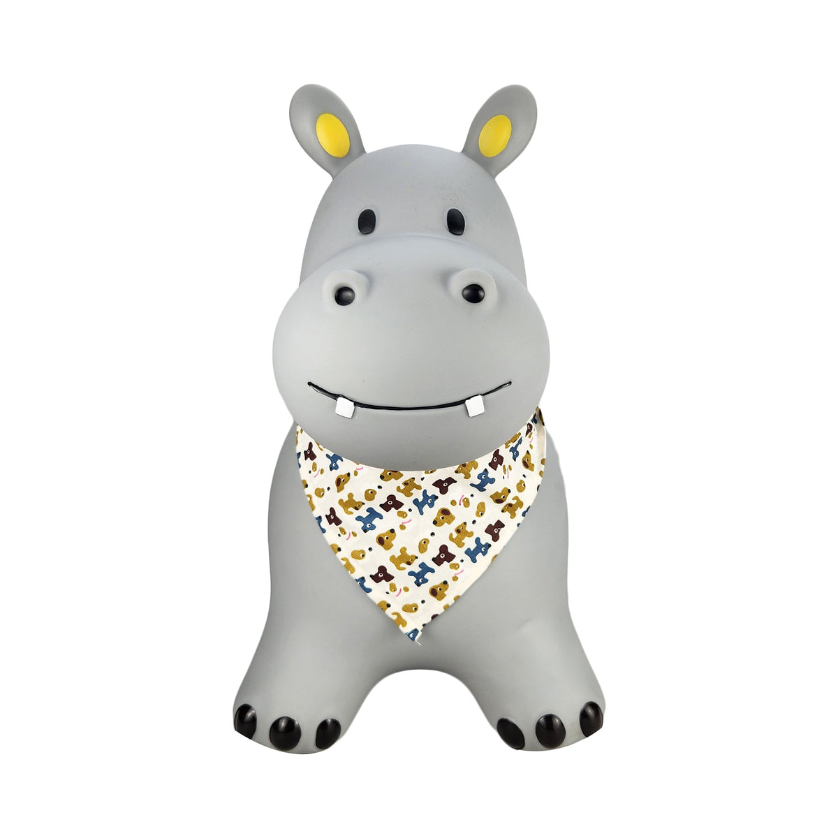 BounceZiez Inflatable Bouncy Ride-On Hopper with Pump - Gray Hippo