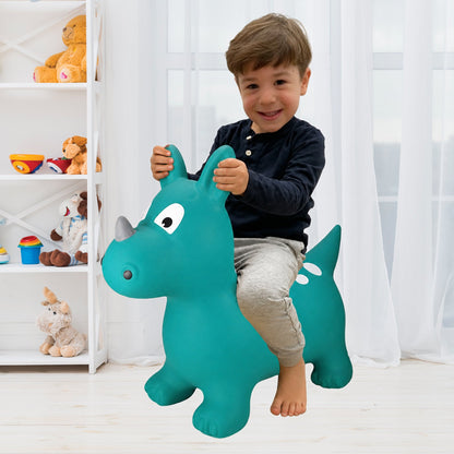 BounceZiez Inflatable Bouncy Ride-On Hopper with Pump - Dino