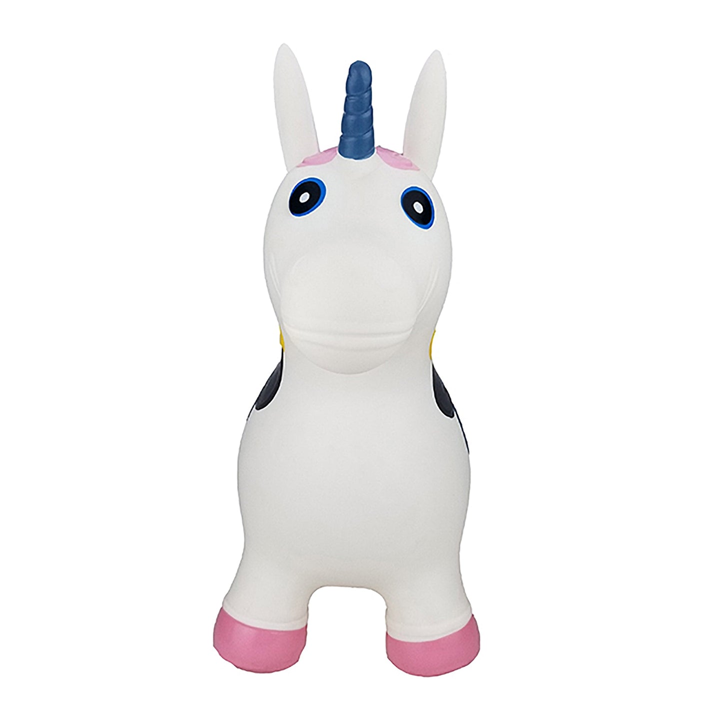 BounceZiez Inflatable Bouncy Ride-On Hopper with Pump - White Unicorn