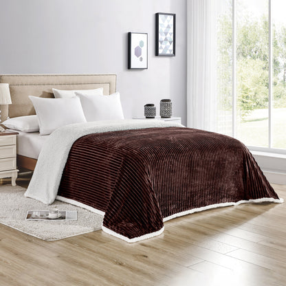 Elegant Comfort Corduroy Design Luxury Sherpa Blanket