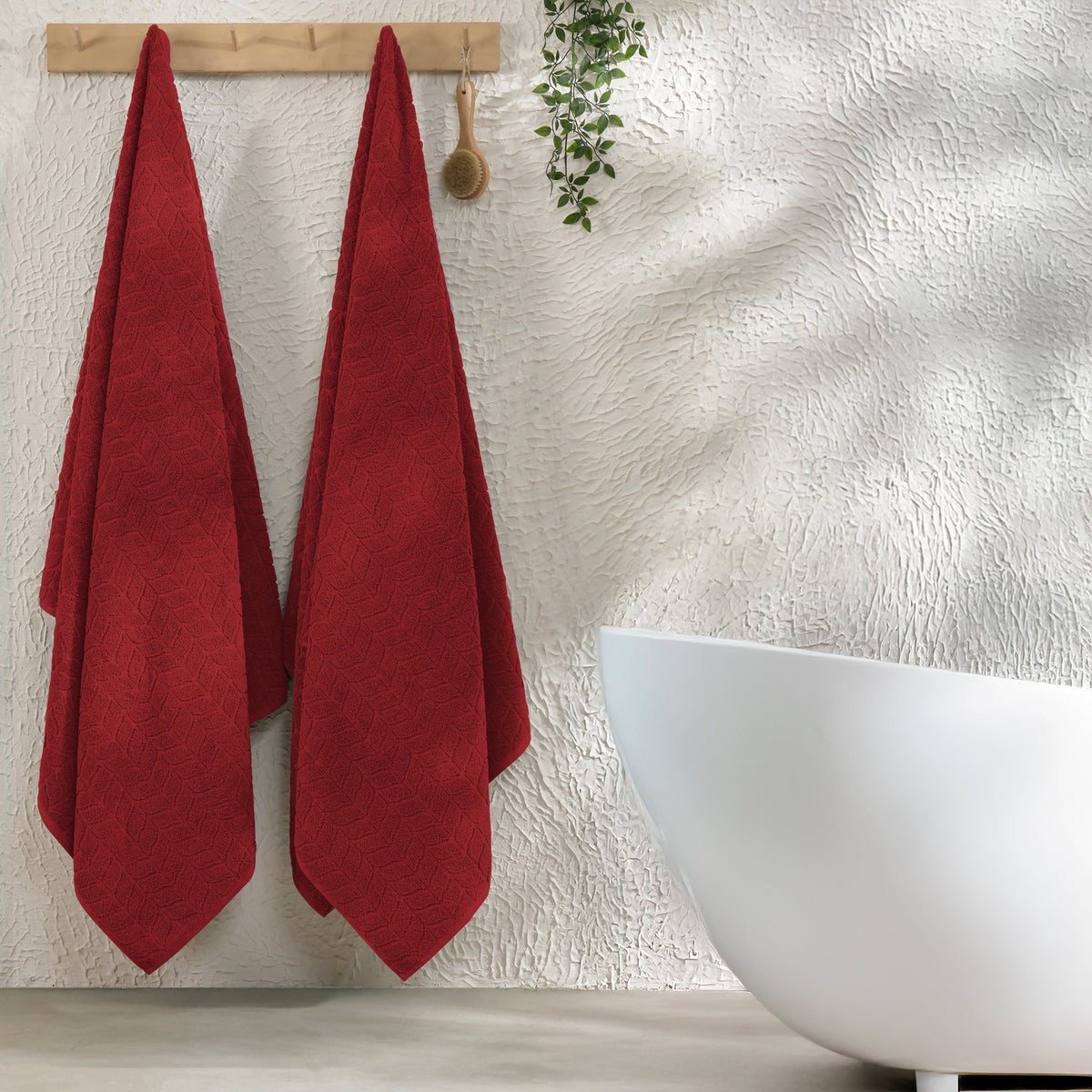 Elegant Comfort 2-Pack Premium Turkish Cotton Braided Bath Towel Set, 27 x 54 inch