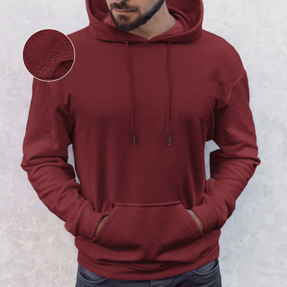 Elegant Comfort Men Casual Sherpa-Lined Cotton Hoodie
